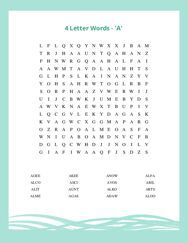 4 Letter Words - A Word Search Puzzle