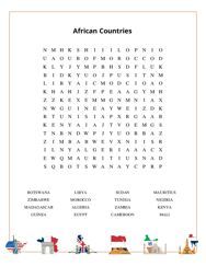 African Countries Word Search Puzzle