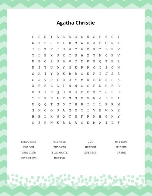 Agatha Christie Word Search Puzzle