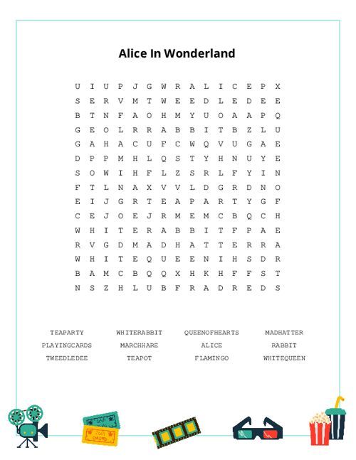 Alice In Wonderland Word Search Puzzle