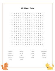 All About Cats Word Scramble Puzzle