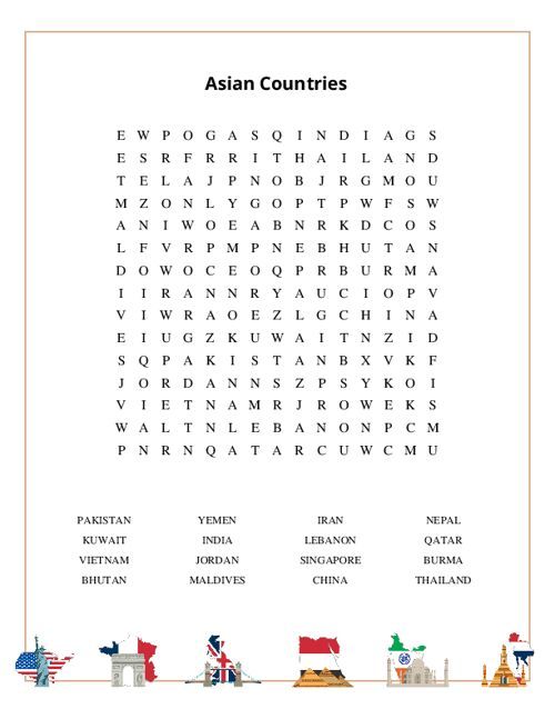 Countries Of The World Word Search Puzzle Print It Free Countries Of The World Word Search