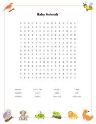 Baby Animals Word Search Puzzle