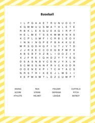 Baseball Word Search Puzzle