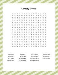 Comedy Movies Word Search Puzzle