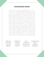 Country Music Artists Word Scramble Puzzle