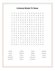 Criminal Minds TV Show Word Scramble Puzzle