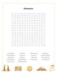 Dinosaurs Word Search Puzzle