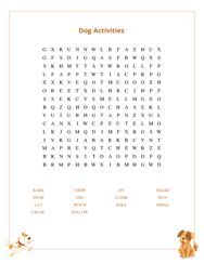 Dog Activities Word Search Puzzle