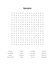 Eponyms Word Scramble Puzzle