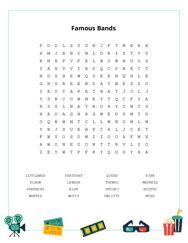 Famous Bands Word Search Puzzle