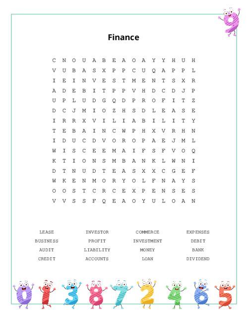 Finance Word Search Puzzle