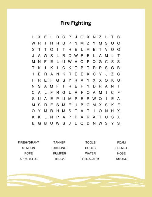 Fire Fighting Word Search Puzzle