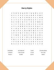 Harry Styles Word Scramble Puzzle