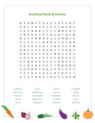 Healthy Foods & Snacks Word Search Puzzle
