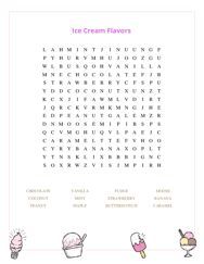 Ice Cream Flavors Word Search Puzzle