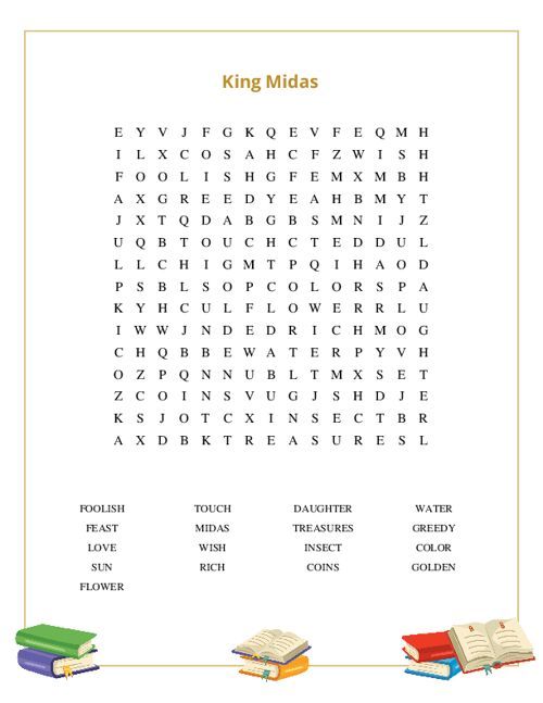 King Midas Word Search Puzzle