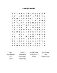 Looney Tunes Word Search Puzzle