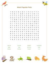 Most Popular Pets Word Search Puzzle