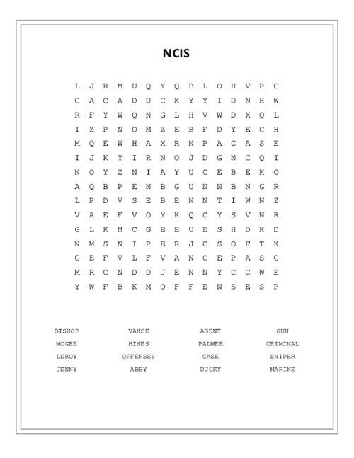 NCIS Word Search Puzzle