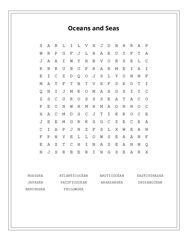 Oceans and Seas Word Search Puzzle