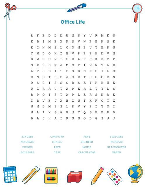 Office Life Word Search Puzzle