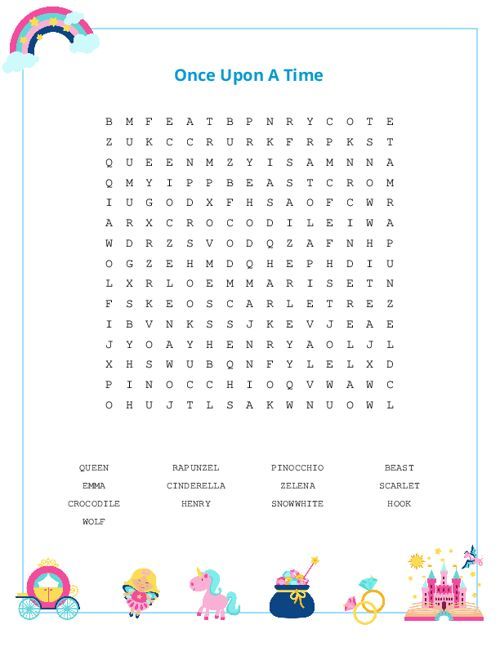 Once Upon A Time Word Search Puzzle