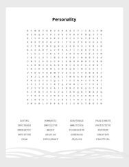 Personality Word Search Puzzle