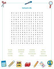 School Life Word Search Puzzle