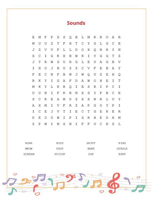 Sounds Word Search Puzzle