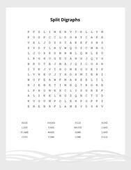 Split Digraphs Word Search Puzzle