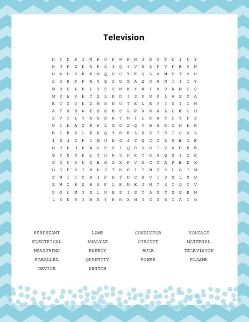 Television Word Search Puzzle