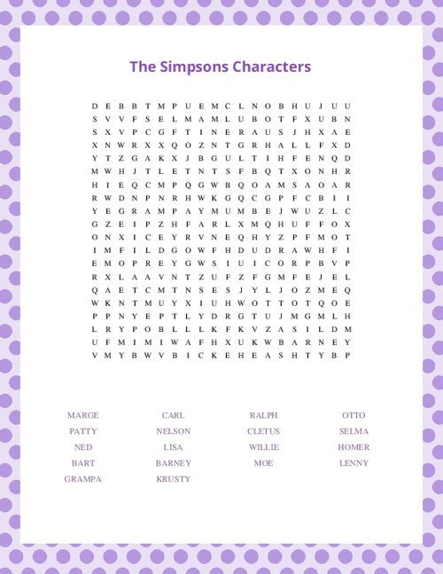 The Simpsons Word Search