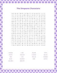 The Simpsons Characters Word Search Puzzle