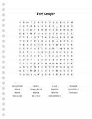 Tom Sawyer Word Search Puzzle
