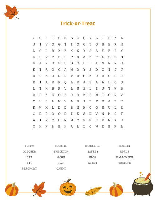 Trick-or-Treat Word Search Puzzle