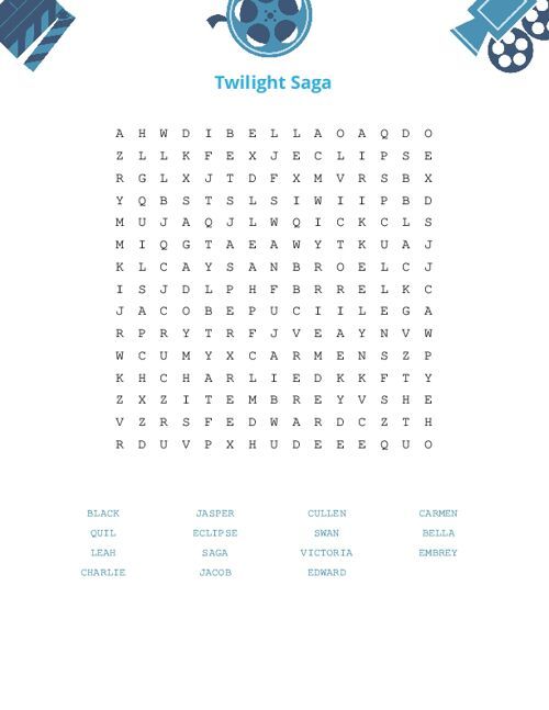 Twilight Saga Word Search Puzzle