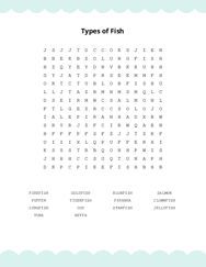 Types of Fish Word Search Puzzle