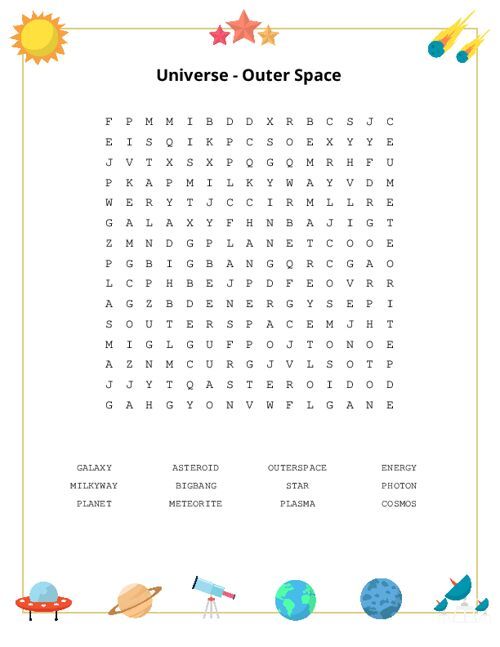 Universe - Outer Space Word Search Puzzle