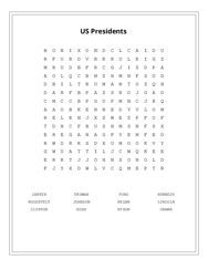 US Presidents Word Search Puzzle