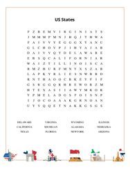 US States Word Search Puzzle