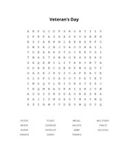Veterans Day Word Scramble Puzzle