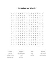 Veterinarian Words Word Search Puzzle