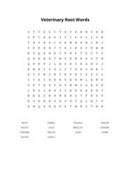Veterinary Root Words Word Scramble Puzzle