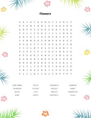 Flowers Word Search Puzzle