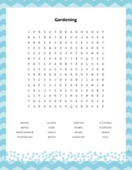 Gardening Word Search Puzzle