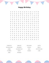 Happy Birthday Word Scramble Puzzle
