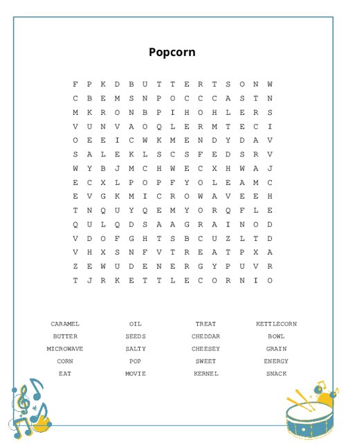 Popcorn Word Search Puzzle