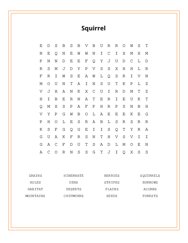 Squirrel Word Search Puzzle