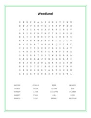 Woodland Word Scramble Puzzle